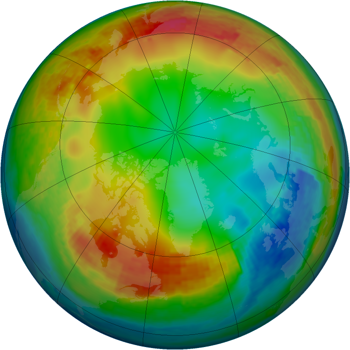Arctic ozone map for 14 January 2003